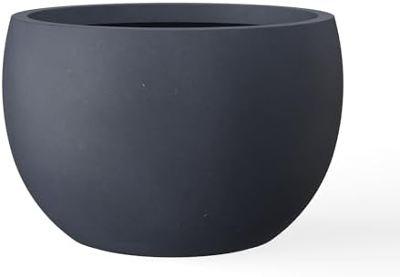 Kante Small Round Bowl Charcoal Concrete Planter 11.8" Dia, Outdoor by Unknown