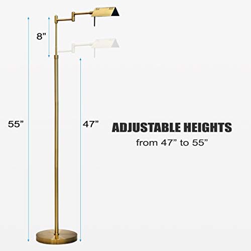 O'Bright Brook Adjustable Dimmable LED Pharmacy Floor Lamp, Antique Brass - Image 6