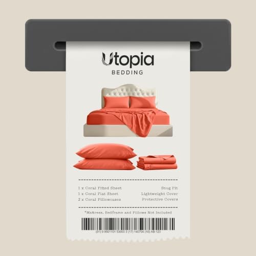 California King Sheets Set, 4 Pieces 16" Deep Pocket Bed Sheets, Coral - Image 7