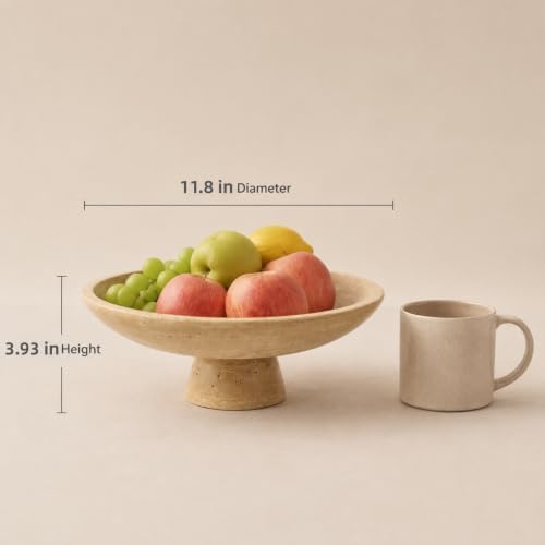 11.8" Natural Travertine Fruit Bowl,Stone Decorative Bowl,Beige - Image 2
