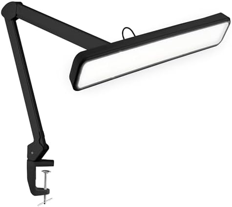Neatfi XL 2,500 Lumens 30W LED Task Lamp for Manicure Table, Crafts, Workbench, Office – 22” Wide Shade Desk Light | Eye-Caring 6500K | 4-Level Brightness (Black, Non-CCT with Clamp) by Neatfi