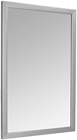 Amazon Basics Rectangular Wall Mount Mirror for Bedroom, Living Room, Entryway, 24" x 36", Standard Trim, Nickel, Hangs Horizontally or Vertically by AmazonBasics
