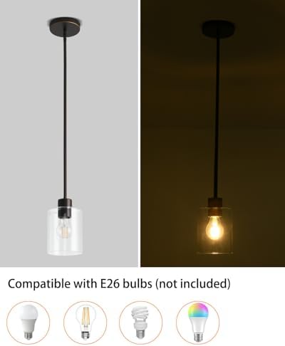 Brown and Gold Pendant Lights Kitchen Island - Clear Glass Pendant Light Fixture Multiple Stems Rods 3 Units 12 Inch 3 Units 4 Inch (1 Pack Brown and Gold Downrod) - Image 5