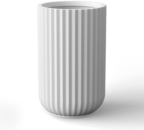 Kante Large Round Column White Concrete Planter 21.7" Tall, Outdoor by Unknown