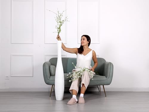 Leewadee Decorative Tall Floor Vase for Living Room Decor, 41 inches, White, Resin - Image 4