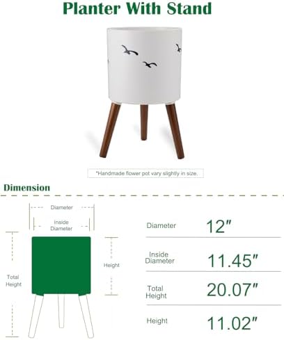 naclto 12 Inch Planter Pot with Stand,Large Modern Plant Pot for Indoor Plants,Flower Pot Indoor Outdoor with Drainage for Home Garden Patio, White and Black - Image 2