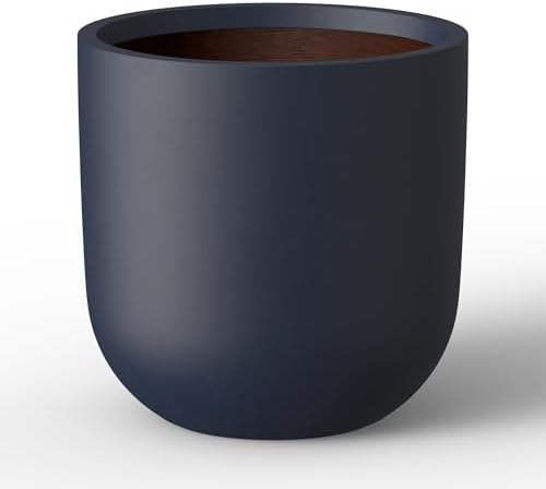 Kante Small Round Capsule Charcoal Concrete Planter 11" Dia, Outdoor by Unknown