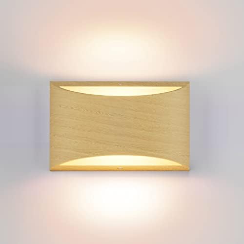 Aipsun Aluminum Modern Wall Light Fixtures 1 Pack Indoor LED Wall Sconce Hardwired Wood Texture Up and Down Wall Mount Light for Living Room Bedroom Hallway Corridor 3000K(with G9 Bulbs) by Aipsun