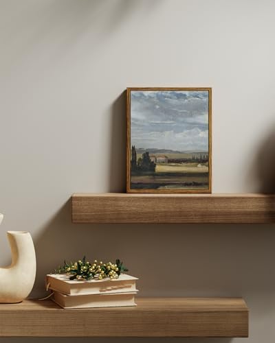 InSimSea Framed Canvas Wall Art, Vintage Landscape Painting, Rustic Nature Scenery Decor for Living Room Shelf Hallway,10x8in, Blue Tones - Image 2