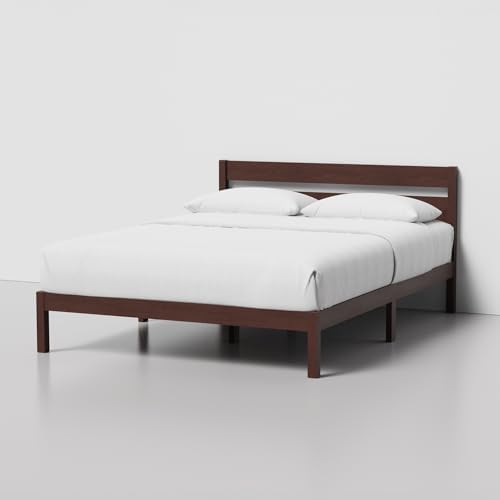 LIFEMENT Classic Wood Platform Bed Frame with Headboard, Essential, Noise Free, Under Bed Storage, No Box Spring Needed, Easy Assembly (Walnut, Queen (U.S. Standard)) - Image 4