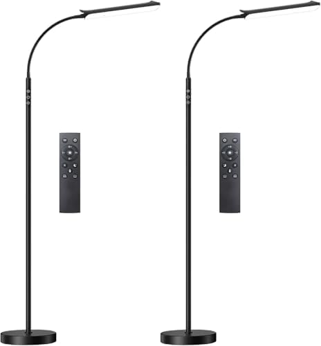 Yikuneng Dimmable LED Floor Lamp, Super Bright Reading Lamps Floor Standing lamp with Remote & Touch Control, Stepless Dimming & 2700K-6500K Color Temperature, for Living Room Bedroom Office, 2 Pack by Yikuneng
