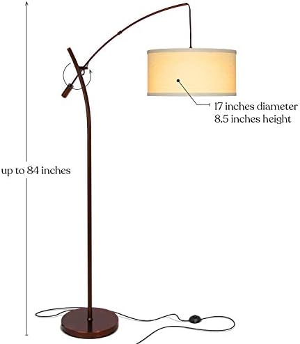 Brightech Grayson LED Floor Lamp, Modern Arc Lamp with Linen Shade for Office & Living Room, Tall, Height Adjustable Industrial Standing Lamp for Bedroom Reading, Over The Sofa - Bronze - Image 3