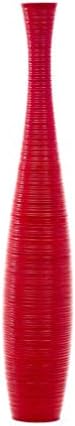 Leewadee Large Red Home Decor Floor Vase – Wooden 36 inches Tall Farmhouse Decor Flower Holder for Fake Plant and Pampas Grass - Image 5