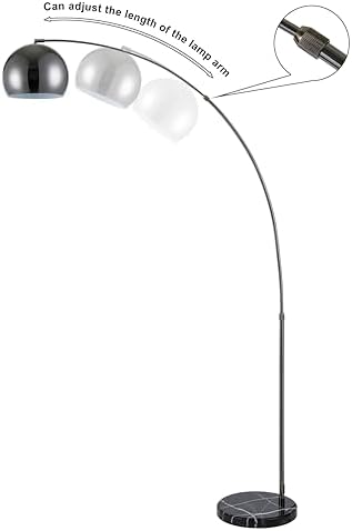 Major-Q Large 79" H Modern Standing Adjustable Floor Lamp with Metal Dome Shade & Marble Base for Living Room - Corner Light Arc Lamps for Bedrooms Black Chrome - Image 7