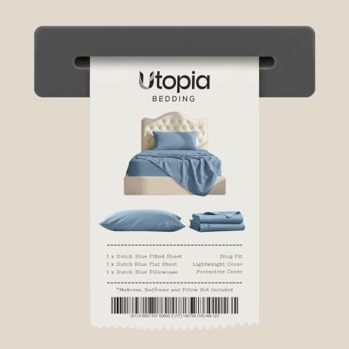 Twin Sheets Set, 3 Pieces 16" Deep Pocket Hotel Luxury Sheets, Dutch Blue - Image 7