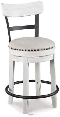 Signature Design by Ashley Valebeck Swivel Counter Height Bar Stool, White by Unknown