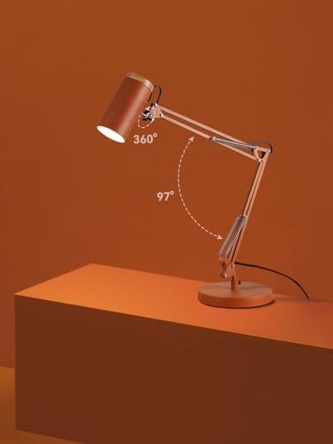 TORCHSTAR Tall Swing Arm Desk Lamp with Wooden Accent, Large Size, Orange - Image 3