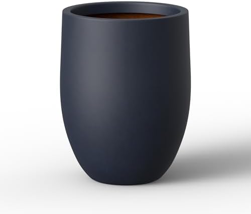 Kante Accent Round Curved Charcoal Concrete Planter 12.6" Dia, Outdoor by Unknown