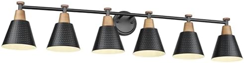FEMILA Black 6 Light Bathroom Vanity Light, Vintage Bathroom Light Fixtures Over Mirror, E26 Base, 4FG59B-6W BK by FEMILA