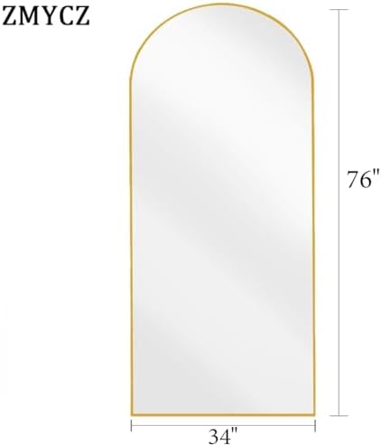 Floor Length Mirror, 76"x34" Arch Full Length Mirror Hanging or Leaning, Body Mirrors with Stand, Arched-Top Wall Mounted Mirrors with Aluminum Frame for Bedroom (Gold) - Image 4