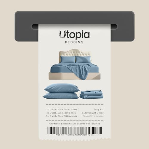 Full Sheets Set, 4 Pieces 16" Deep Pocket Hotel Luxury Sheets, Dutch Blue - Image 7
