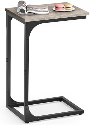 VASAGLE C-Shaped End Table, Small Sofa Side Table with Metal Frame by VASAGLEbySONGMICSHOME