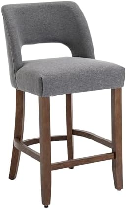 VKNOW Bar Stool Set of 6, 26" Fabric Counter Height Bar Stools, Fabric Grey - Image 5
