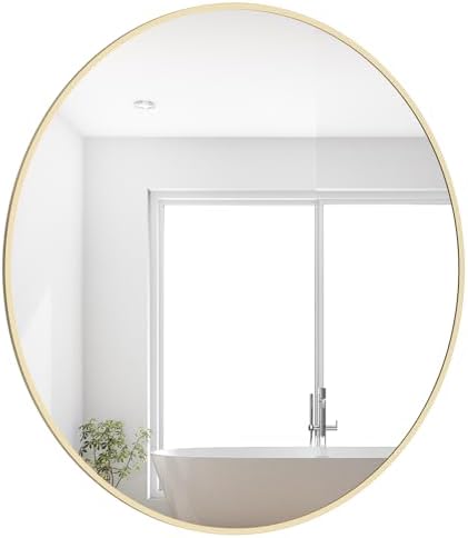 WallBeyond 28 inch Round Mirror Gold Large Circle Wall Mirror for Bathroom with Metal Framed, Round Wall Mirror for Wall Decor, Vanity, Entryway Living Room by WallBeyond