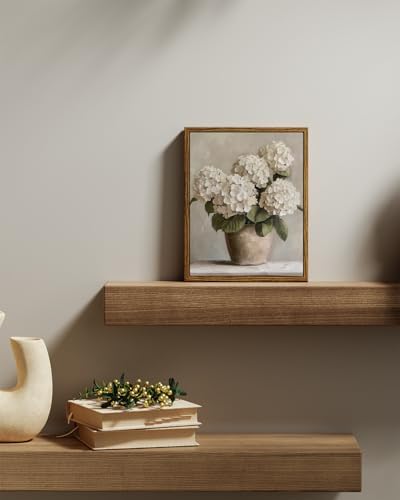 InSimSea Framed Canvas Wall Art Vintage Decor, Hydrangea Floral Pictures Bathroom Wall Decor Aesthetic, Living Room Bedroom Flower Home Retro Decorations, 8"x10" - Image 3