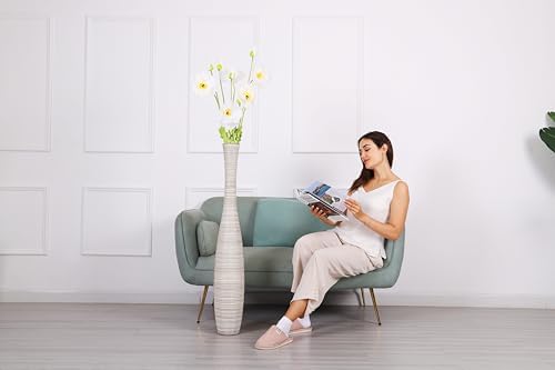 Leewadee Decorative Tall Floor Vase for Living Room Decor, 41 inches, White Wash, Resin - Image 6