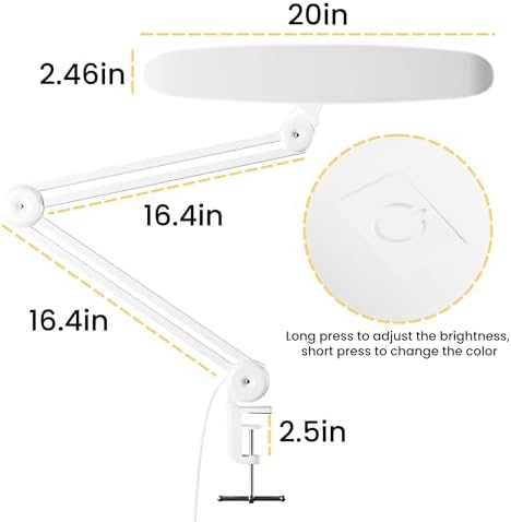 3000 Lumens Adjustable LED Desk Lamp & Task Lamp - Bright, Dimmable Lighting for Office, Crafts, Nails &Salon with Clamp (CCT, White) - Image 4