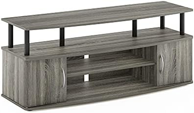 Furinno JAYA Large Entertainment Stand for TV Up to 55 Inch, French Oak Grey/Black - Image 6