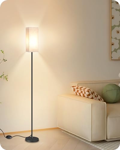 64.6" Floor Lamp, Pole with Foot Switch, Modern Standing Lamp Lampshade, Minimalist Freestanding Lamp (Bulb Not Included), for Living Room, Bedroom Office ETL Listed, Black and Beige E07LD05 - Image 6