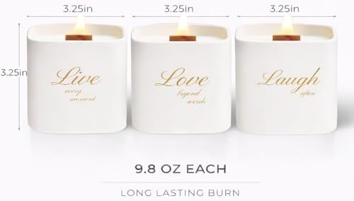 Set of 3 Premium Scented Soy Candles Gift Set | One Life Collection - Orange Blossom, White Tea & White Bloom | Crackling Wood Wick | Luxury Candle Set for Relaxation, Home Décor & Gifts | 9.8oz Each - Image 4