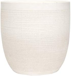 Creative Co-Op Large Matte White Embossed Stoneware Planter by Unknown