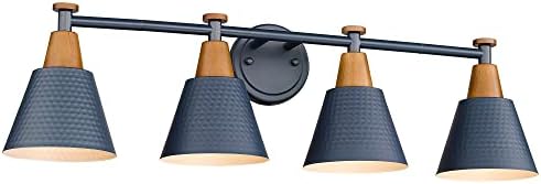 FEMILA 4-Light Bathroom Light Fixtures, Farmhouse Modern Vanity Lights Wall Lamp with Hammered Metal Shade Finish, Dark Blue, 4FG59B-4W Blue by FEMILA