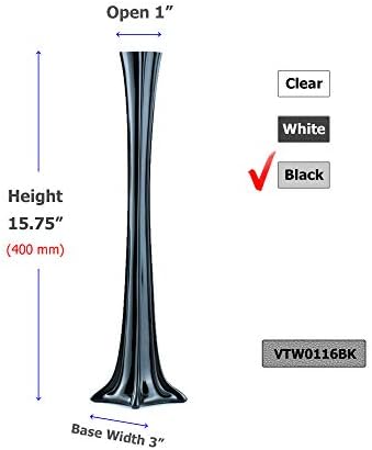 WGV Eiffel Tower Vase Bulk, Open 1", Height 16", (Multiple Sizes Choices) Black Glass Floral Container with Sturdy Base, Flower Centerpiece for Wedding Event Home Decor, Arts Crafts, 12 Pieces - Image 2