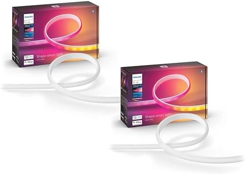 Philips Hue Indoor 6-Foot Smart LED Light Strip Base Kits with Plugs - Flowing Multicolor Effect - 2 Pack - Control with Hue App - Compatible with Alexa, Google Assistant and Apple HomeKit by Unknown