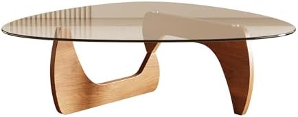 Honyee Morden Coffee Table, 42.5" x 28.5" x 16.1" Triangle Tempered Glass Top for Living Room, Color: Natural Wood - Image 6