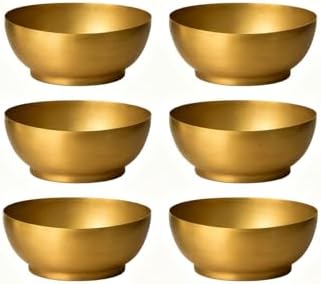 Serene Spaces Living Lightweight Antique Brass Bowl, Table Centerpiece Styling, Elegant Home Accent for Aesthetic Tables, Mantels, and Shelves, Decorative Display, 2.75" Tall & 7.5" Diameter, Pack 6 by SereneSpacesLiving