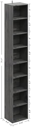IRONCK Tall Narrow Bookshelf 8 Tiers, Compact Corner Bookcase, Floor Standing Display Storage Shelves 71 in Tall, Easy to Match for Living Room, Office, Study, Bedroom - Image 3