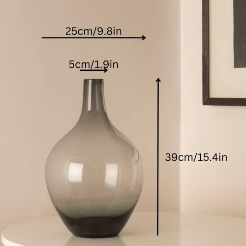 Floor Vase, Large Gray Glass Tall Big Vases - Image 3