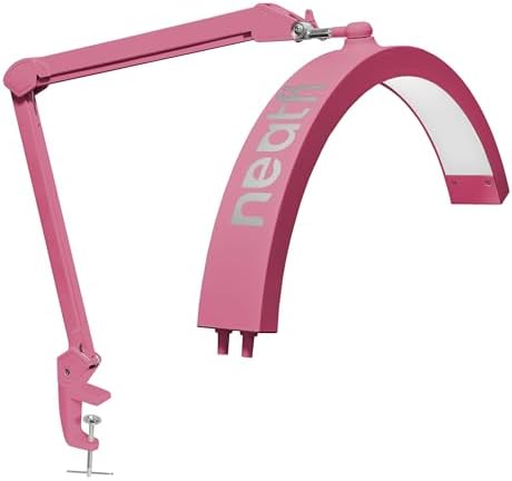 Neatfi Half Moon LED Table Lamp for Estheticians & Nail Techs – 2,500 Lumens | 5 Light Modes | Professional Task Lamp for Facial, Waxing, Threading & Tattoo (Pink, CCT with Clamp) by Neatfi