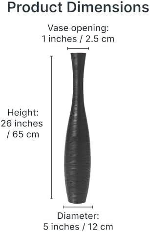 Leewadee Large Floor Vase 26 inches Mango Wood for Pampas Grass, Dried Flowers - Image 5
