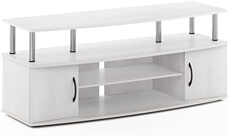 Furinno JAYA Large Entertainment Stand for TV Up to 55 Inch, White Oak/Chrome - Image 5