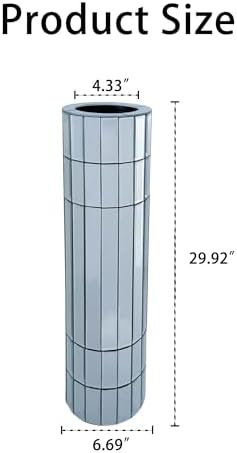 29.92" Tall Floor Vase for Living Room, Octagonal Mirror Vase & Glass Silver Floor Vases for Artificial Plants and Pampas Grass, Easy Assembly (29.92", Round) - Image 2