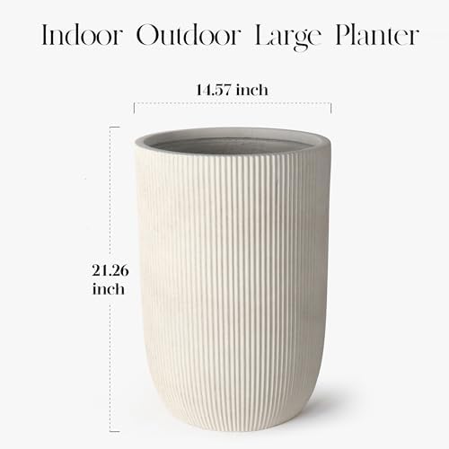 Oakrain 21" H Tall Planter White Large Indoor Outdoor Decorative Pot - Image 2
