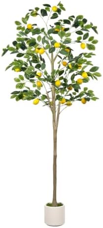 6FT Faux Lemon Tree with Natural Wood Trunk, Lifelike Artificial Plant by adorbox