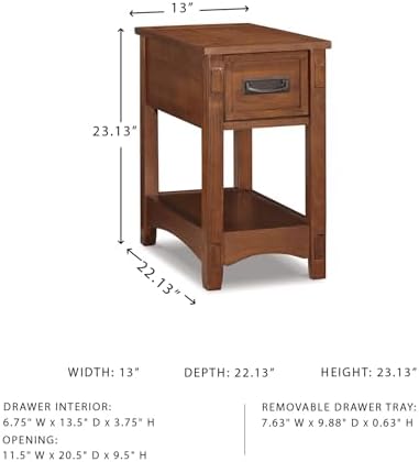 Signature Design by Ashley Breegin Narrow Sofa Side End Table, Brown, 13" - Image 3
