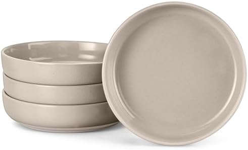 LIANYU Pasta Bowls Set of 4, 33oz Stoneware Salad Serving Bowls, Large and Round Pasta Plates for Dinner, Dishwasher & Microwave Safe, Milky Brown by LIANYU